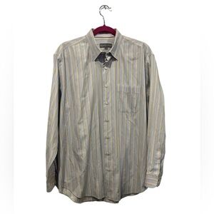 Hickey Freeman Men’s Large Button Up Multicolor Striped Cotton‎ Long Sleeve EUC